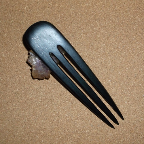 Gabon Ebony 3 prong hairfork sold in Long Haired Jewels in the UK